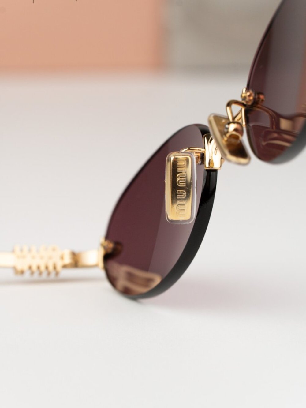 Miu Miu Women Sunglasses Gold Violet Oval MUA54S 5AK20Y NEW AUTHENTIC - Picture 5 of 8